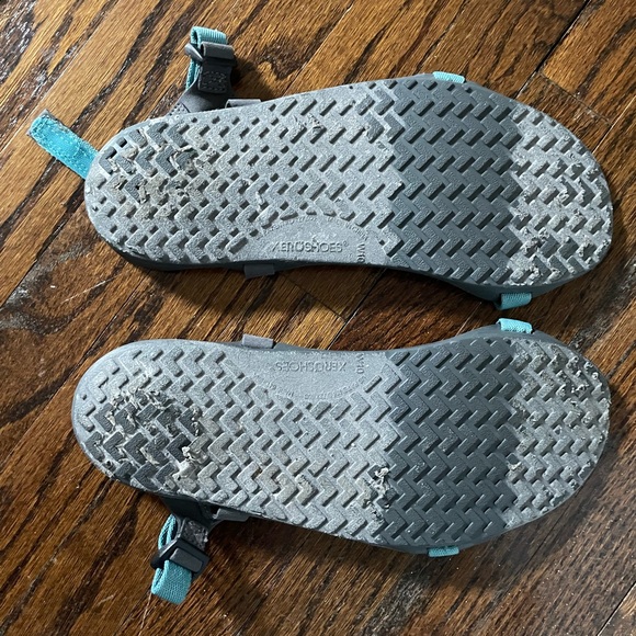 Teal and Gray Xero Shoes Z-Trek Barefoot Sandals - Picture 2 of 2